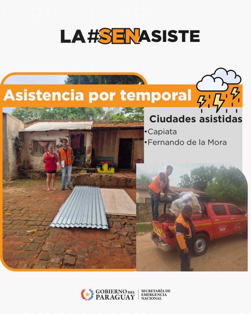 Asistencia a familias afectadas por el temporal en Fernando de la Mora y Capiata